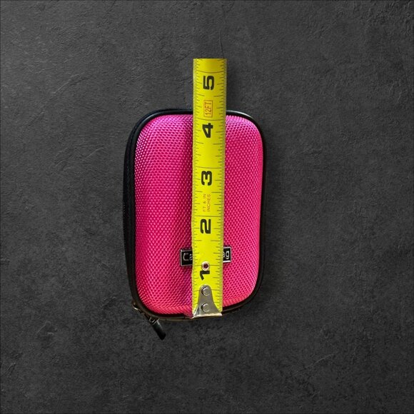 Pink Protective Camera Bag With Black Zipper & Strap 5"x3"x1.5" Textured Exterio - Picture 3 of 10
